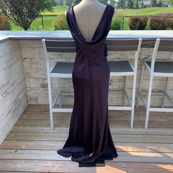 Marina Formal Gown NWT Burgundy Empire Waist Evening Bridesmaid Maxi Dress - Picture 5 of 16